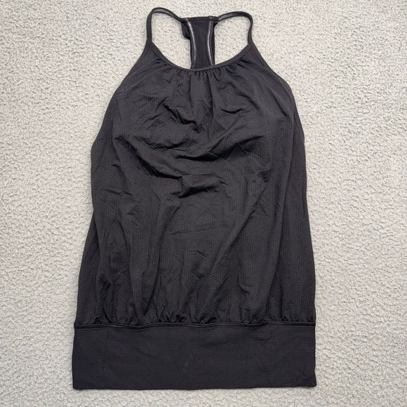 Lululemon Top Womens 4 Black Racerback Tank Built in Bra Yoga Activewear Gymwear - Picture 12 of 12